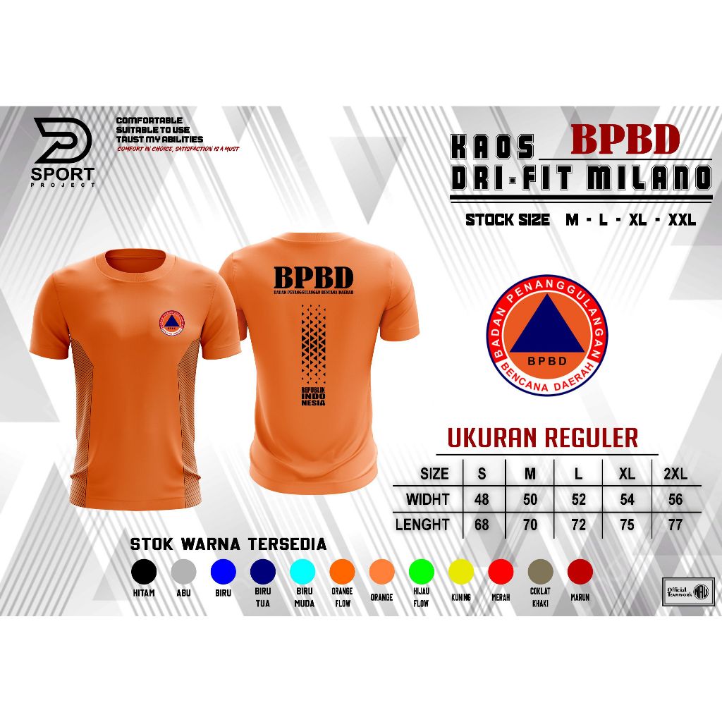Kaos BNPB / BPBD Jersey Drifit Milano