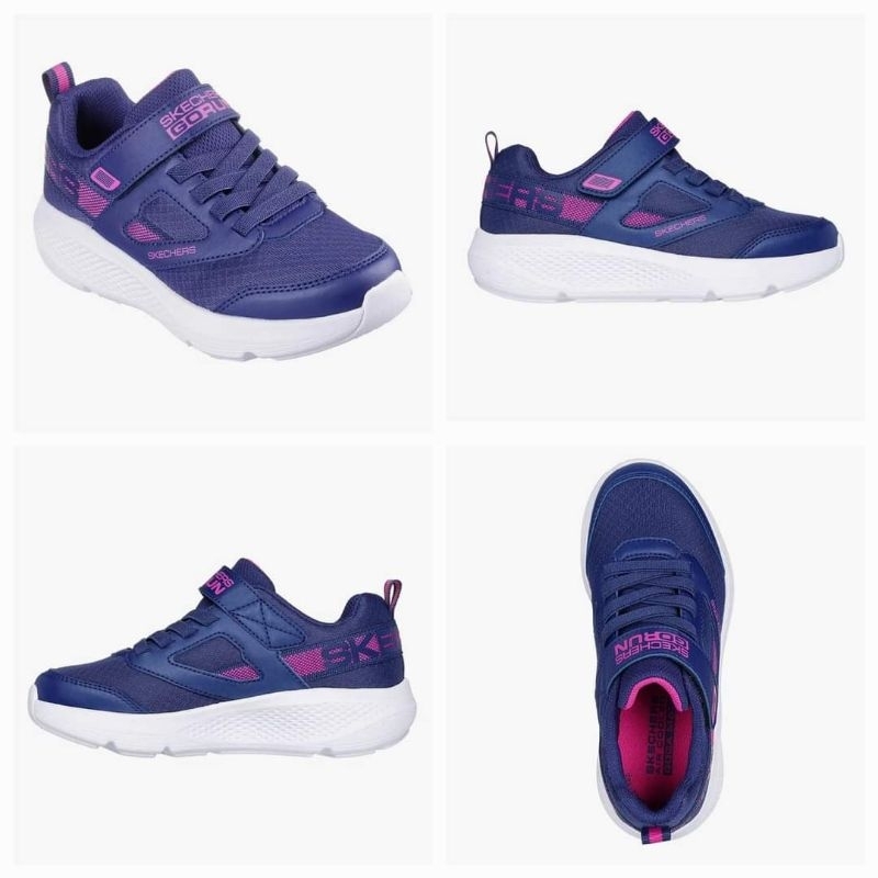 100% Original Skechers Go Run Elevate Girl's Shoes - Black dan Navy Kode Produk: SKE303932LL