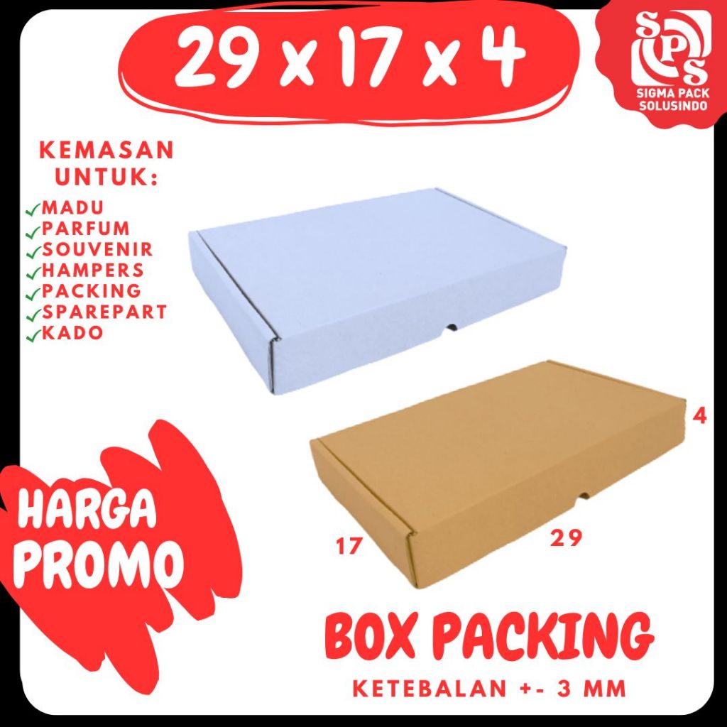 

Dus Packing 29x17x4 LS Kardus Hampers Kotak Kemasan Box Souvenir Karton Sparepart Minyak Wangi