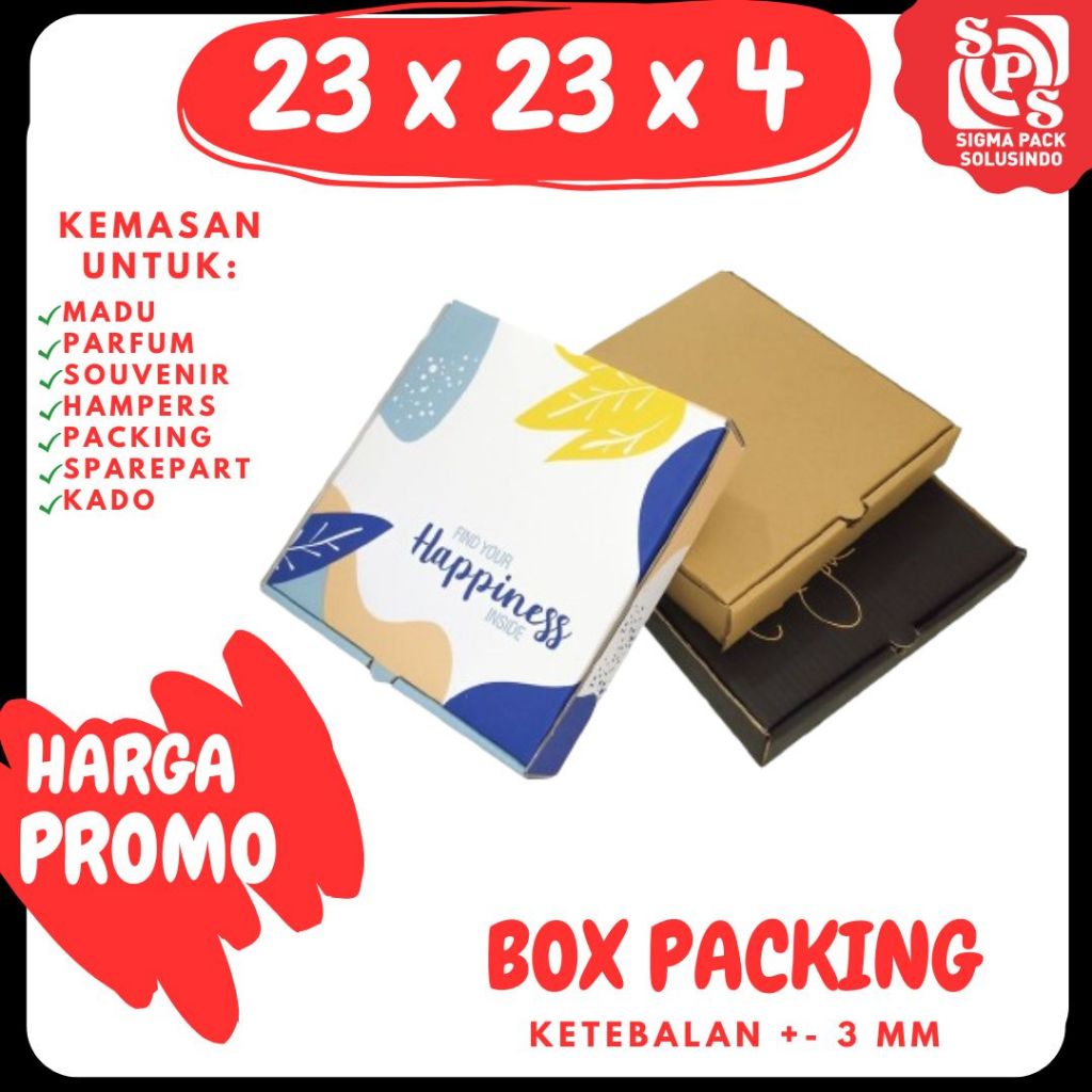 

Box 23x23x4 cm LD Kardus /Karton/Polos/Pizza/Hampers/Baju