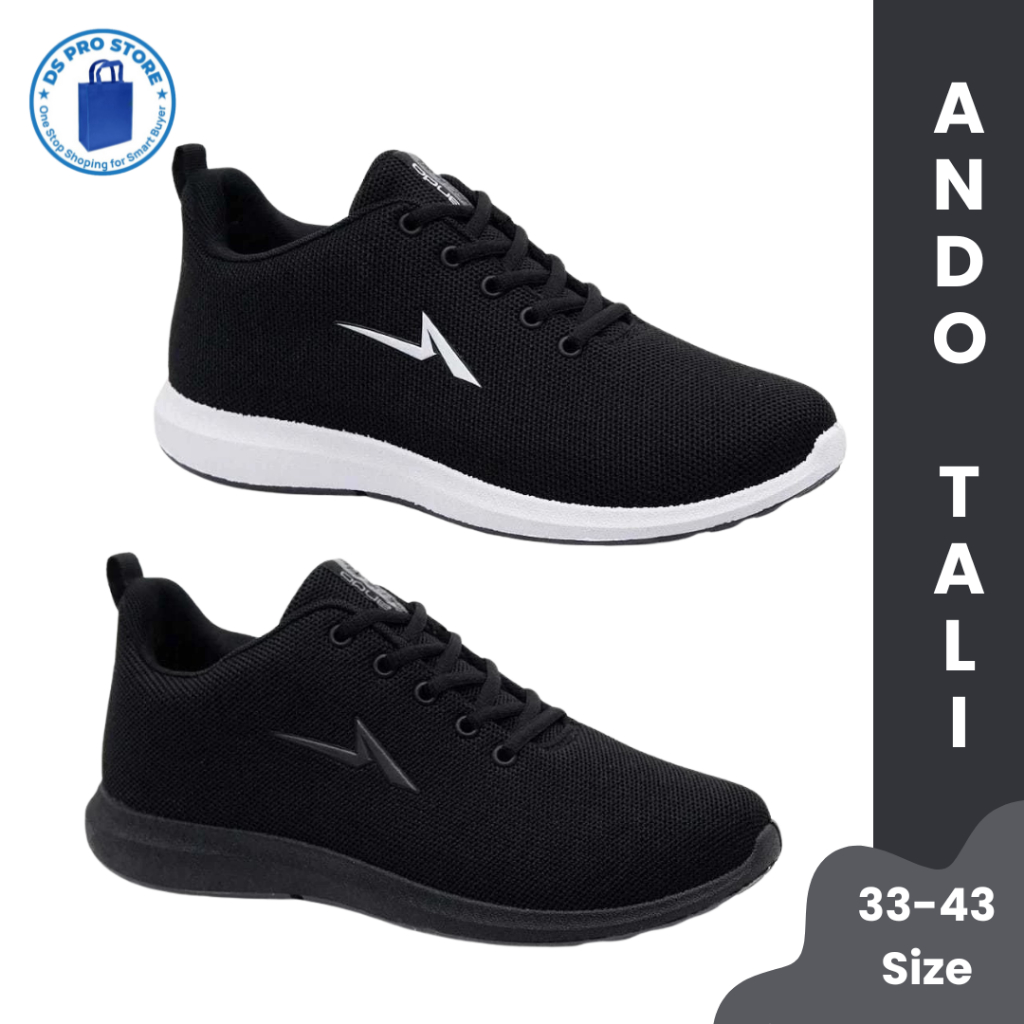 SEPATU ANDO SEKOLAH I SEPATU ANDO TALI PRIA DAN WANITA I Sepatu Ando Hitam putih &amp; hitam polos Motif