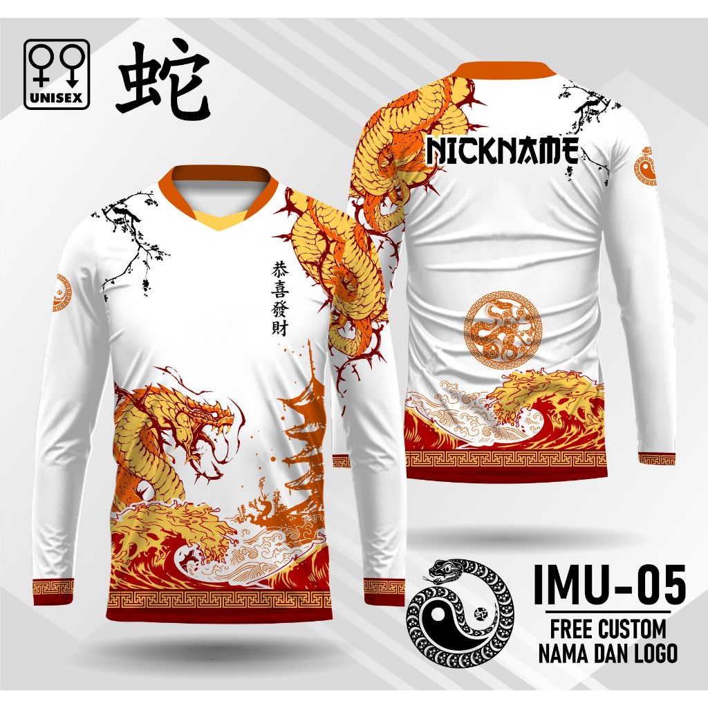 kaos imlek shio ular jersey imlek shio ular kaos jersey shio ular terbaru IMU-05 lengan panjang