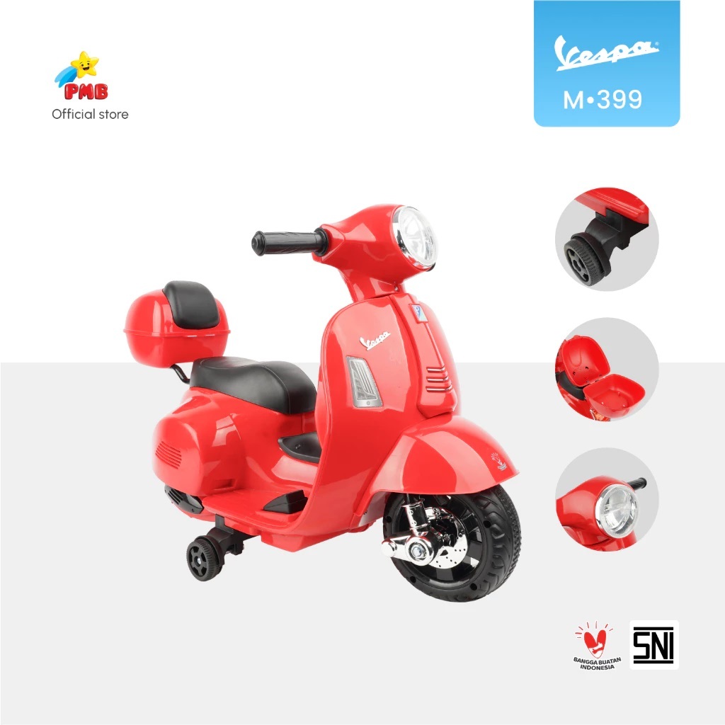 (Bandung) Motor Aki Mainan Anak Cas Listrik PMB M-399 / M-288 Vespa Mini / Vespa Besar Murah