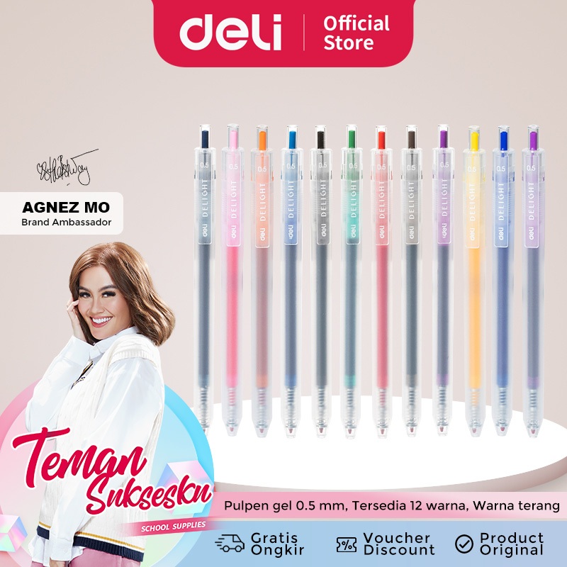 

Bolpoin Gelpen 0.5 mm Deli Pena Berbagai Macam Warna Pulpen Kantor ATK EG118