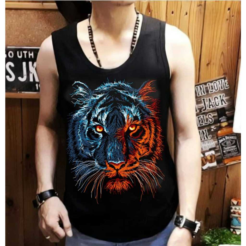 Singlet Lekbong Pria Motif Macan Mc 44 Gradasi