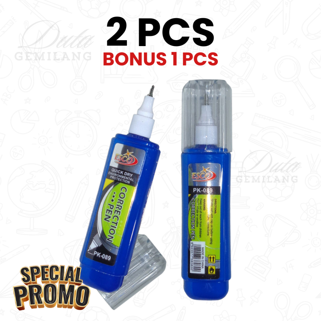 

Promo Isi 2 pcs (+ Bonus 1 pcs) / Correction Pen / Tip ex cair / Tipe ex penghapus / Paling murah