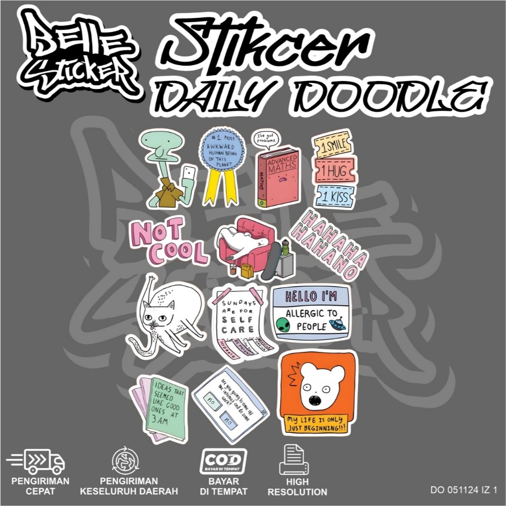 

Stiker Daily Doodle Waterproof Sticker Lucu Aesthetic Hiasan Laptop Tumbler Case Hp Stiker Laptop