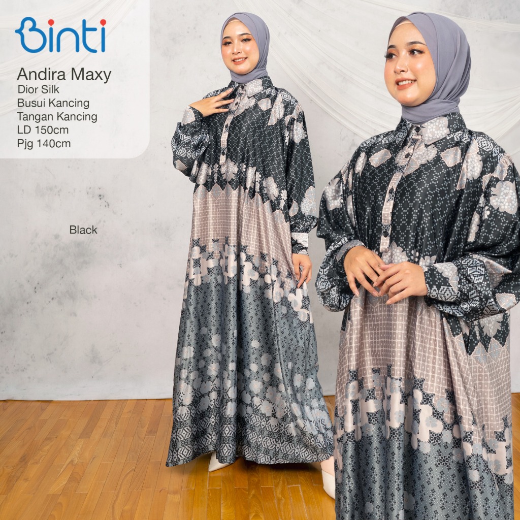 DRESS JUMBO LD 150 SIZE 5XL ANDIRA BAHAN SILK By BINTI GAMIS BIG SIZE TERBARU OUTFIT KEKINIAN
