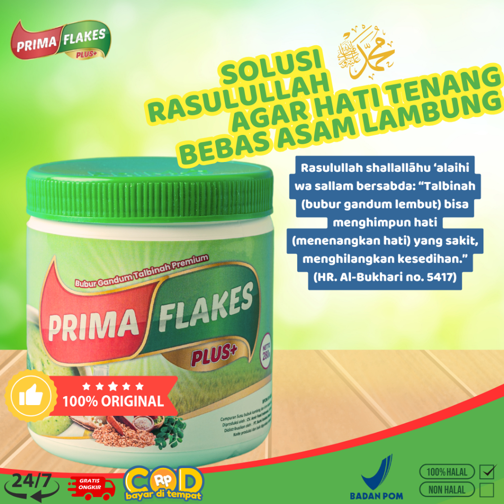 

BUBUR SEREAL GANDUM TALBINAH PRIMAFLAKES BANTU ATASI ASAM LAMBUNG MAAG DAN GERD TANPA EFEK SAMPING