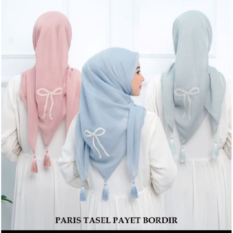 JILBAB SEGIEMPAT PARIS TASEL BORDIR PITA PAYET || PARIS BORDIR PITA