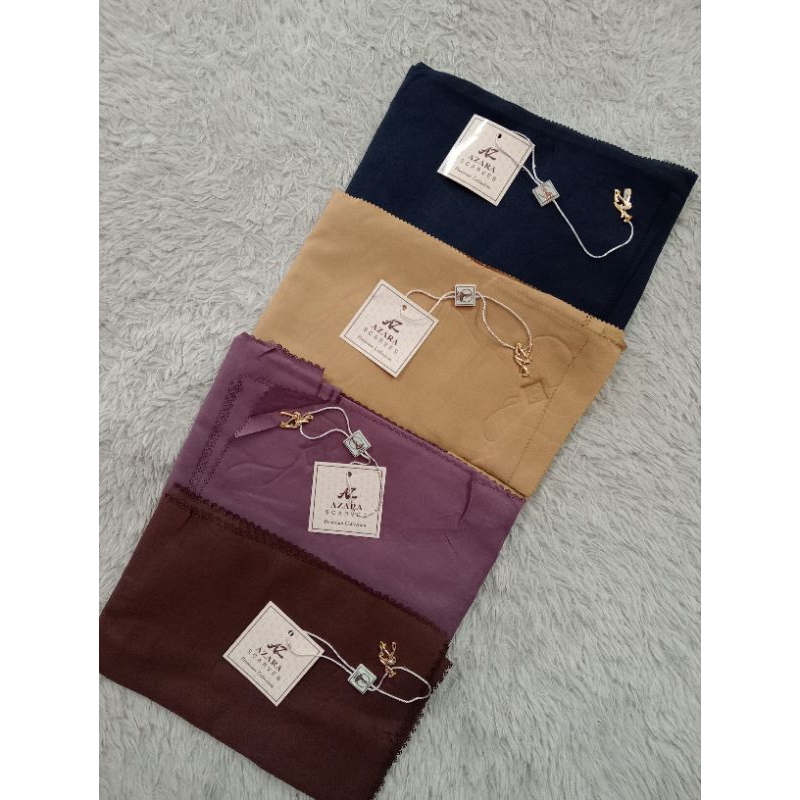 (FREE POUCH) HIJAB SEGIEMPAT AZARA POLOS POUCH + LOGO