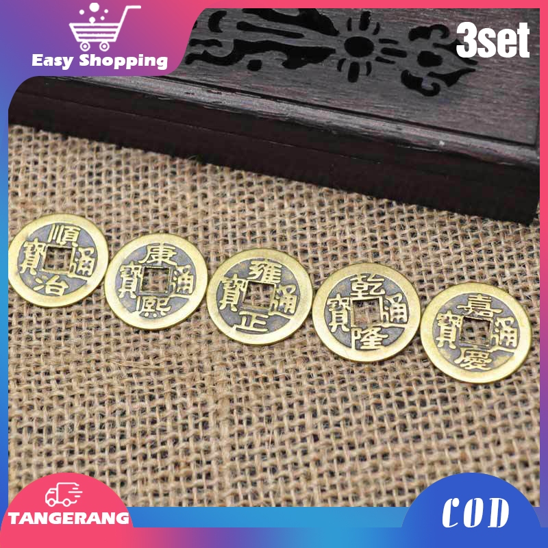 15pcs Koin Kuno Cina Koin Keberuntungan Kuningan Koin Feng Shui Uang Logam Kuno