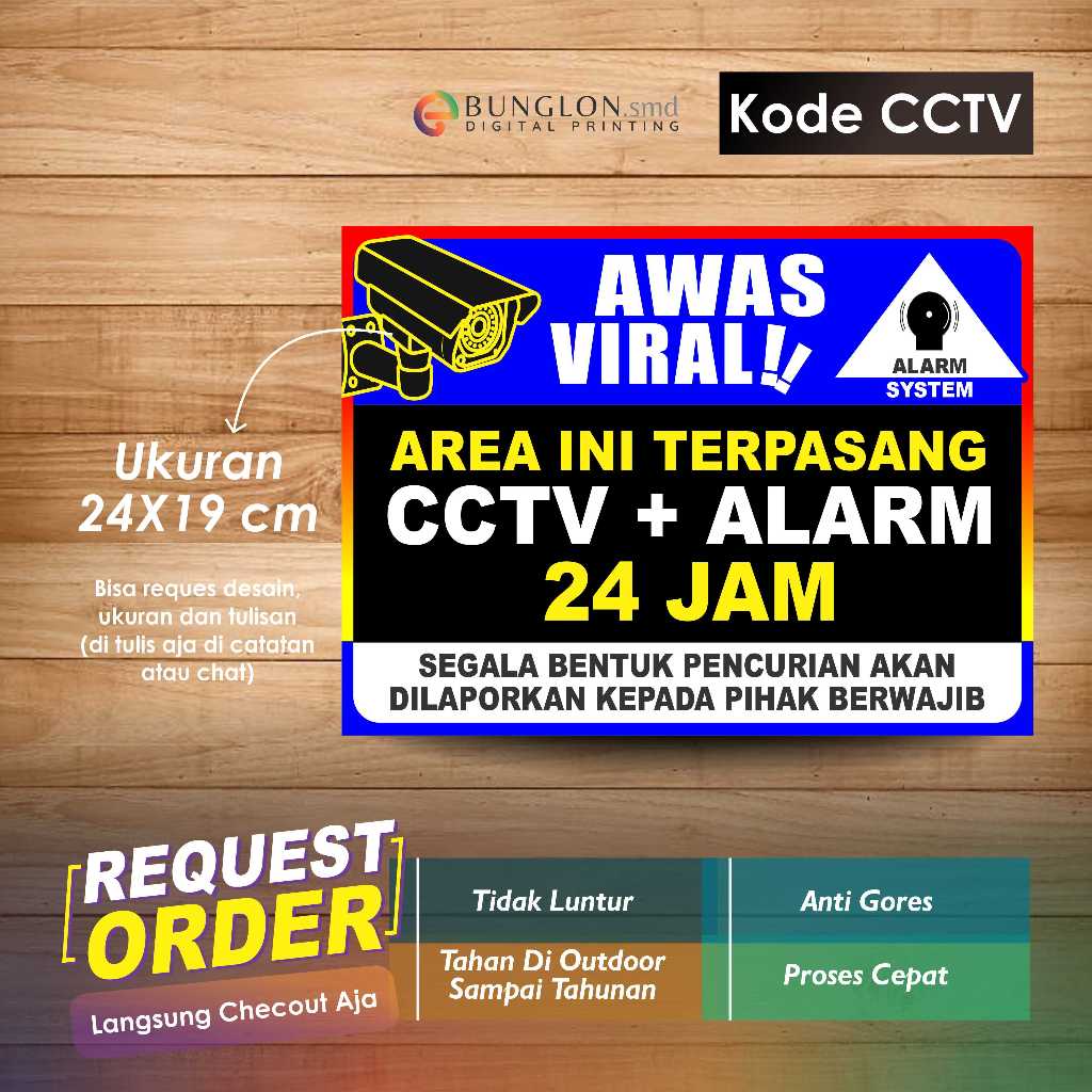 

STIKER AREA INI DIPANTAU CCTV 24 JAM + LAMINASI KODE CCTV BIRU HITAM