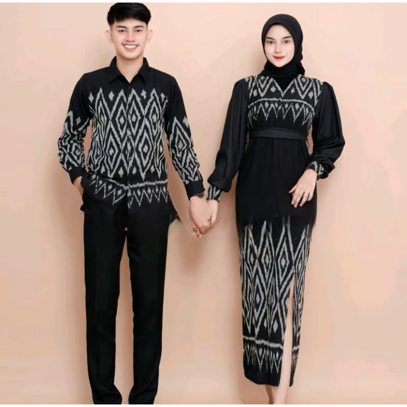 SET COUPLE TENUN KARTINI baju tenun kondangan kemeja pria dewasa, dress tenun kartini