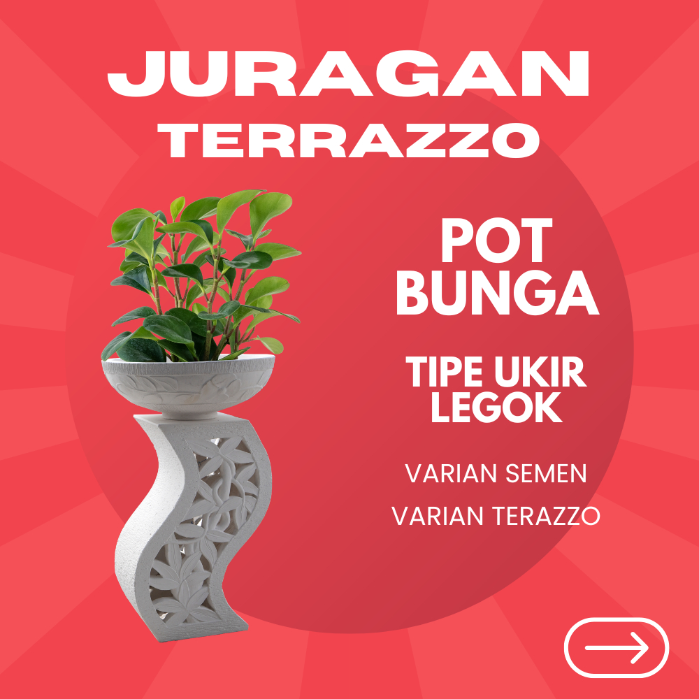 JURAGAN_TERAZZO | Pot Teraso Asli Ukuran Besar & Kecil | Pot Tanaman Estetik Minimalis UKIR LEGOK
