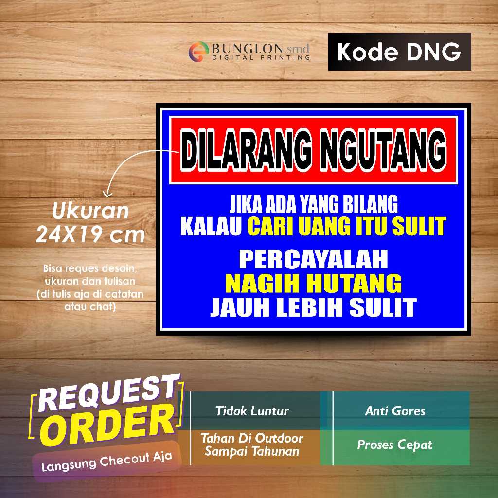 

STIKER DILARANG NGUTANG + LAMINASI KODE DNG BIRU