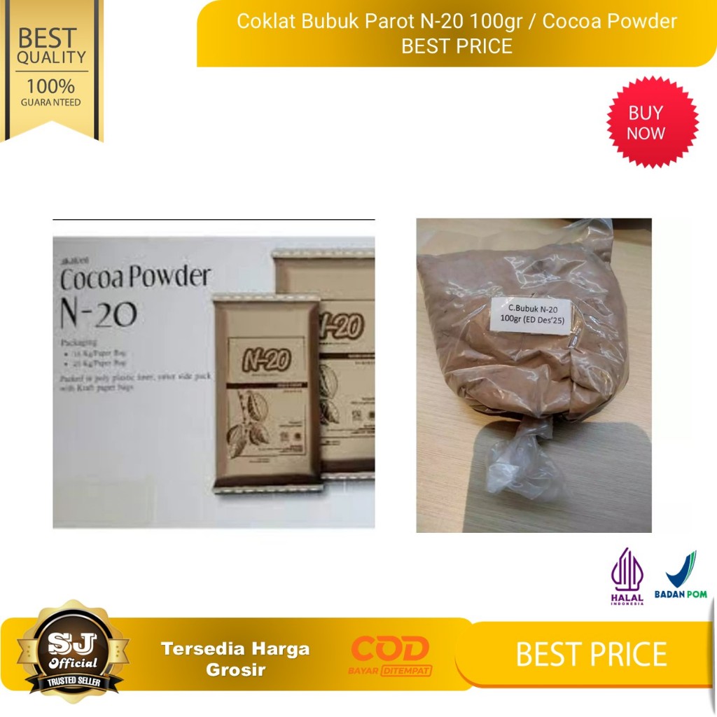 

Coklat Bubuk N-20 100gr / Cocoa Powder BEST PRICE (Tersedia Harga Grosir)
