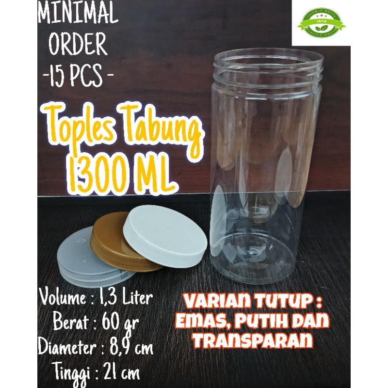 Toples Tabung 1300ml /Toples silinder plastik 1300 ml/Jar Toples 1300 ml