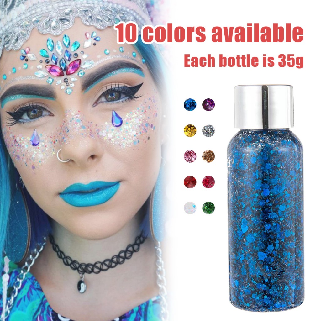 

10 colors Glitter Body Gel Face Glitter Body Art Eye Shadow Festival Party Eye Makeup Cream 35g