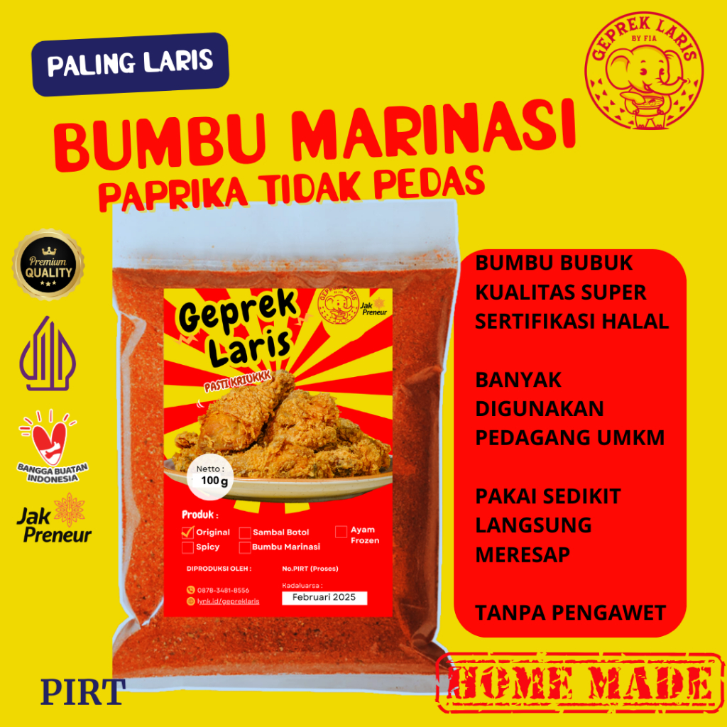 

Bumbu Marinasi Fried Chicken dan Ayam Geprek Praktis Tanpa Bumbu Tambahan Lagi