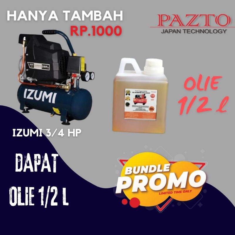 KOMPRESOR PORTABLE IZUMI 3/4 HP 9L 1PHASE+ OLI 1/2 LITER