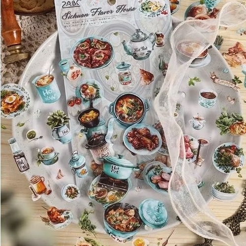 

6 lembar PET deco sticker food series coffee cookie diy