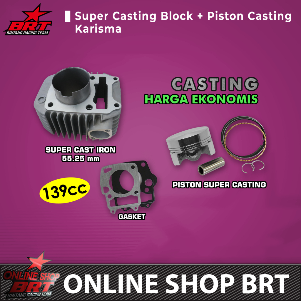 BLOK SET PISTON CASTING 55.25 BRT KARISMA SUPRA X 125 KPH