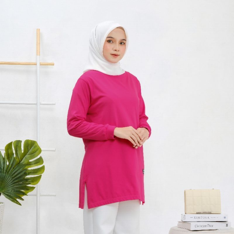 BAJU muslim wanita, baju kaos lengan panjang, Tunik kekinian, baju trend sekarang