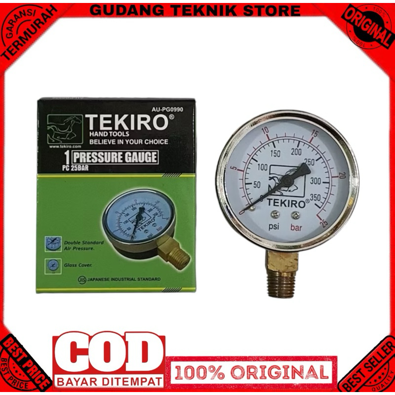 Pengukur Tekanan 25 Bar / Pressure Gauge 25 Bar Tekiro