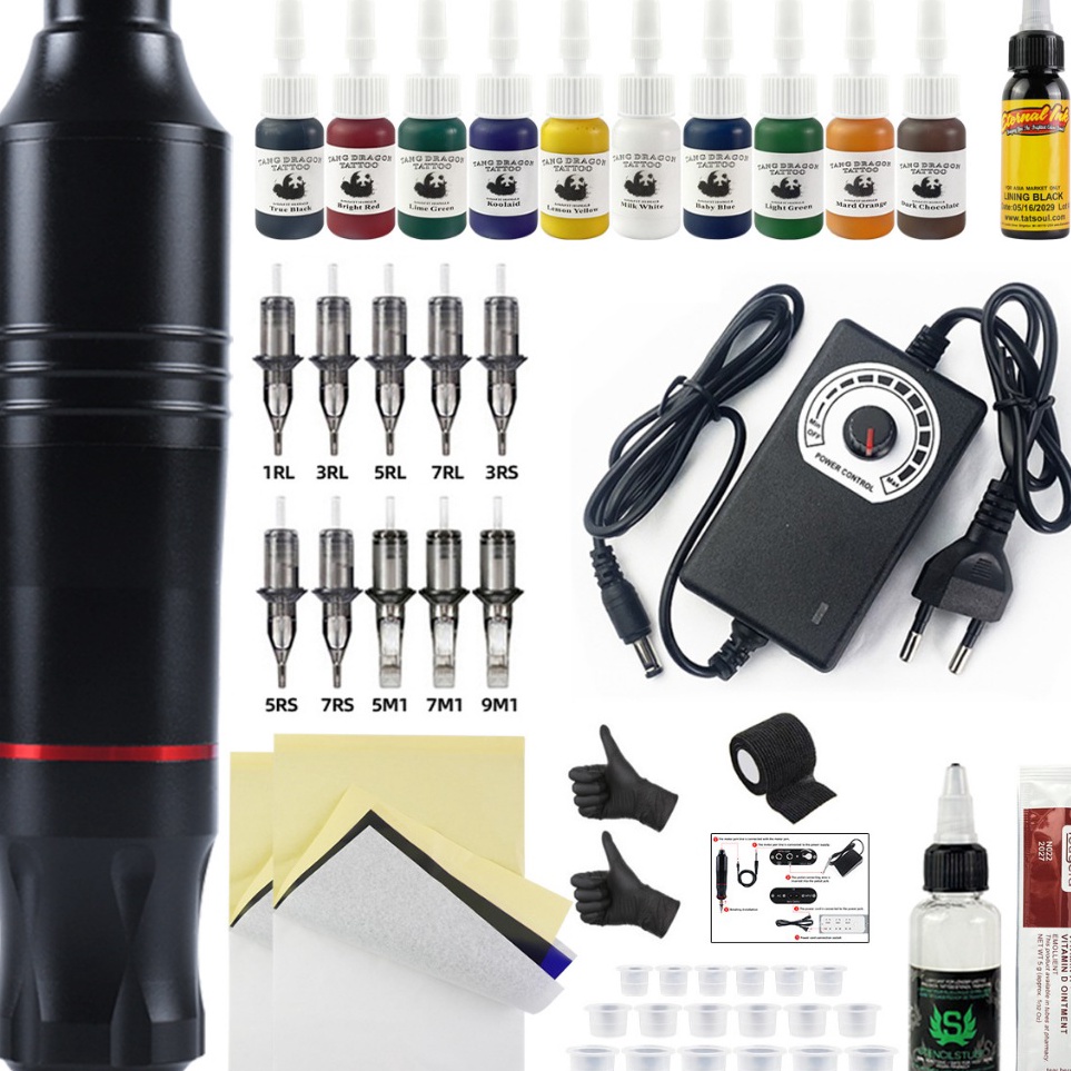 KODE O94J Alat tato full set Set pena tato Mesin Tattoo Rotary Pen Full Set set lengkap alat tato Ta