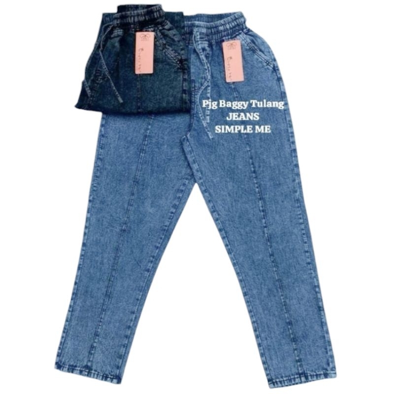 Celana Panjang Wanita jeans non Stretch Baggy polos Simple Me