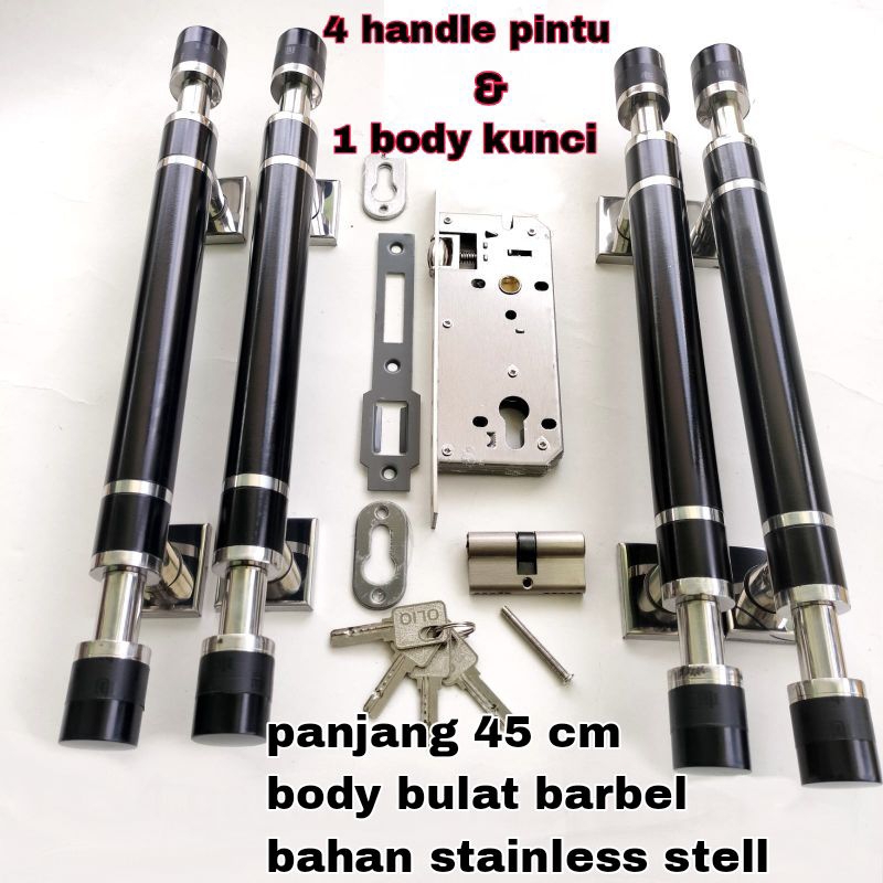 satu paket HANDLE + BODY KUNCI / GAGANG PINTU / TARIKAN PINTU KUPU TARUNG/ PENGUNCI PINTU
