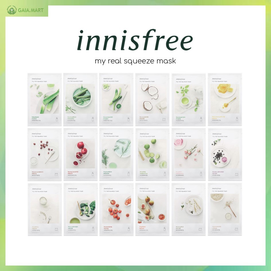 INNISFREE - My Real Squeeze Facial Sheet Mask Masker Wajah Muka Korea Skin Care Moist IF001