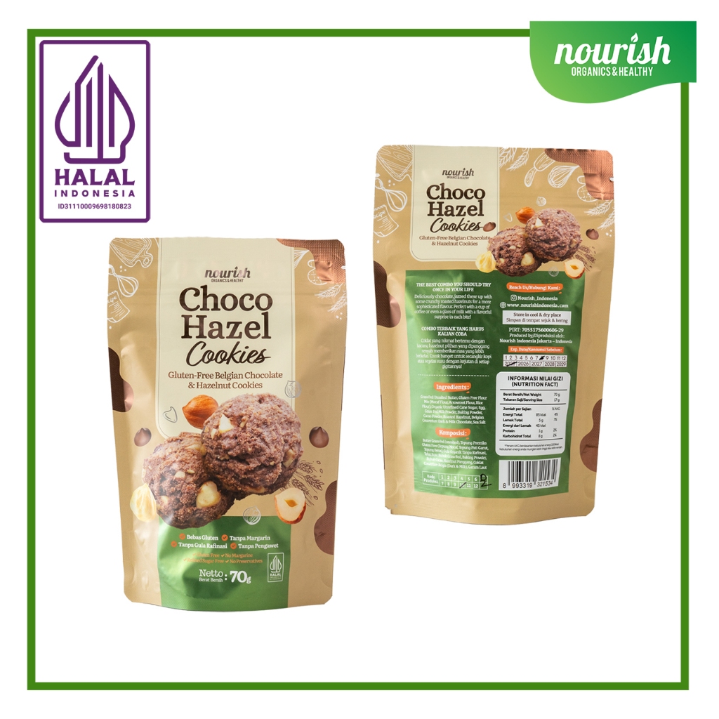 

ADR Choco Hazel Cookies - Gluten Free Belgian Chocolate & Hazelnut Cookies 70gr