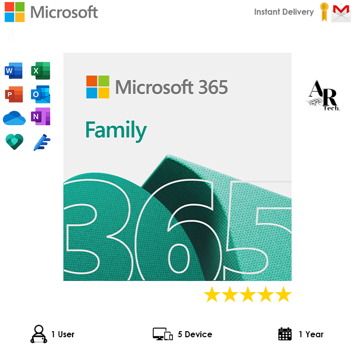 Microsoft Office 365 Family Original 1 Year 5 Device 1TB Onedrive