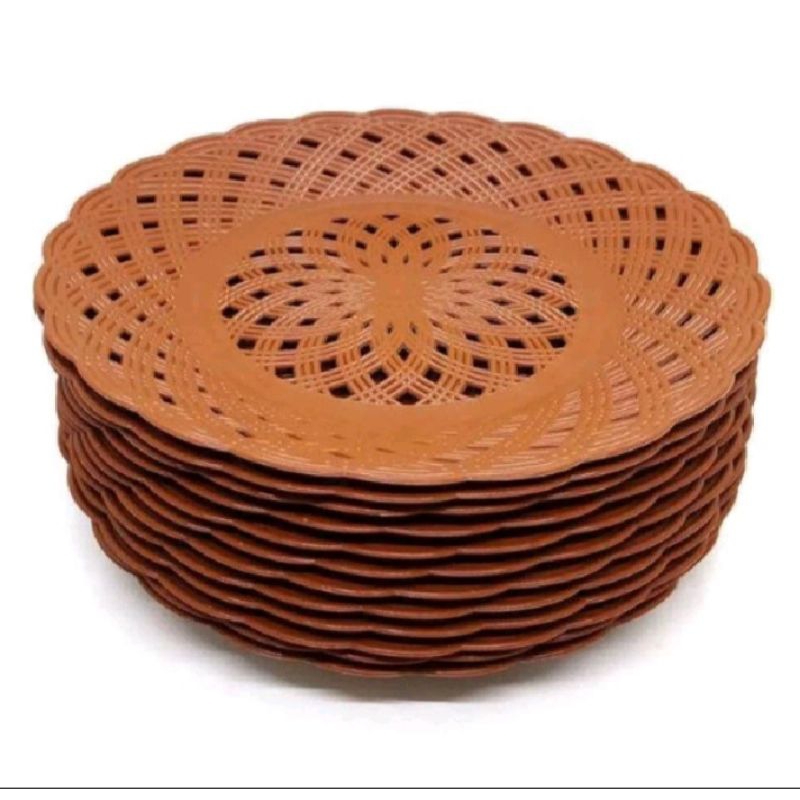 piring rotan plastik tebal
