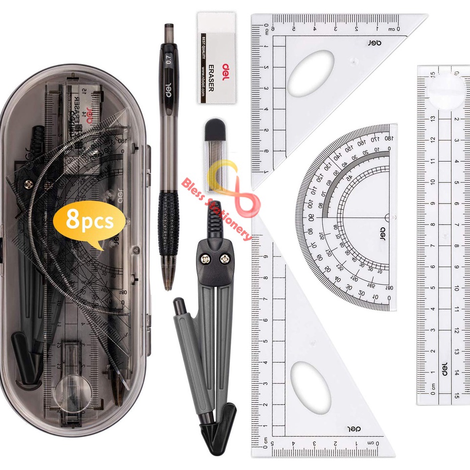 

ART O9H2 Jangka penggaris busur sekolah DELI Compass Drafting Set Square Ruler