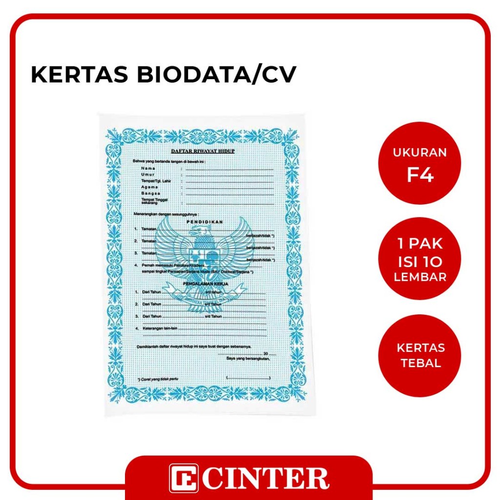 

BAMBOO - KERTAS BIODATA / CV / DAFTAR RIWAYAT HIDUP 1 BUNGKUS ISI 10 LEMBAR