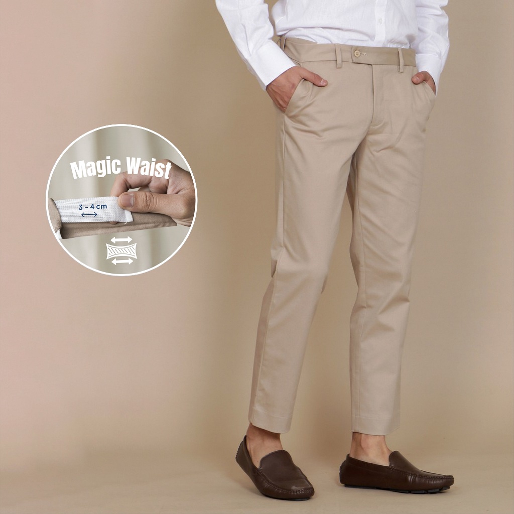 BlueButton Celana Chino Ankle Pants Slim Fit Khaki