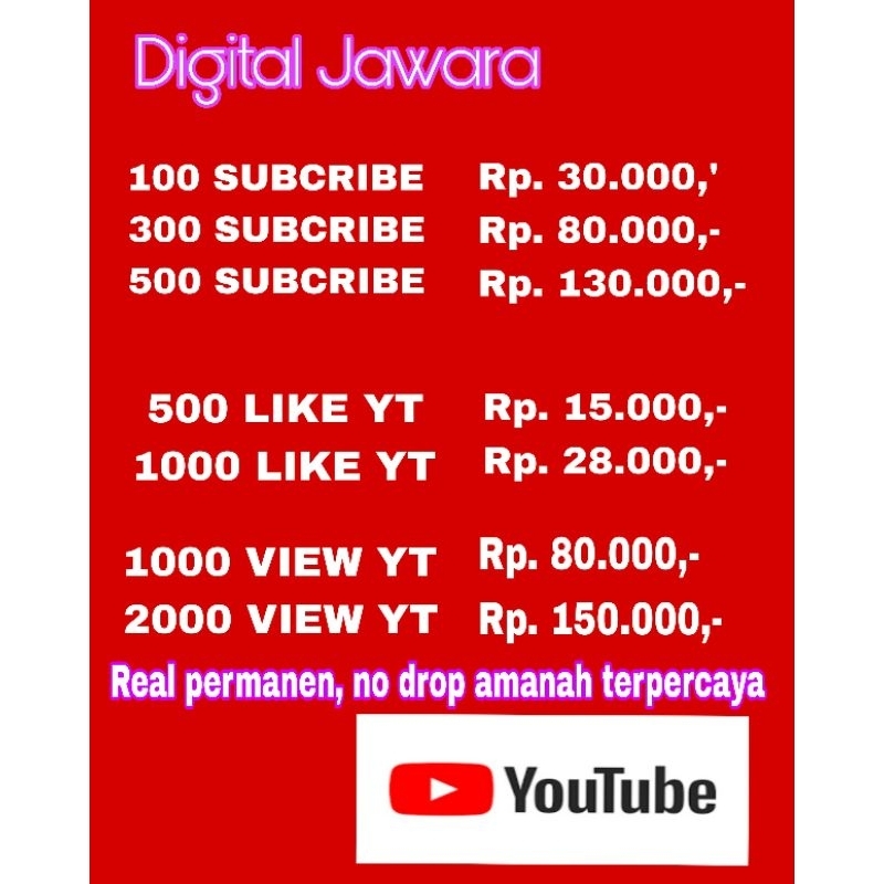 YOUTUBE VIEW, LIKE, SUBSCRIBE PROSES  CEPAT DAN PERMANEN TERMURAHHH