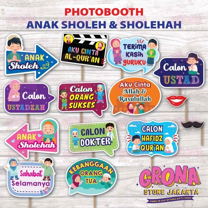 ACC Photobooth Graduation anak Soleh soleha / Aksesoris Foto Wisuda anak Tk / Photo Props Wisuda