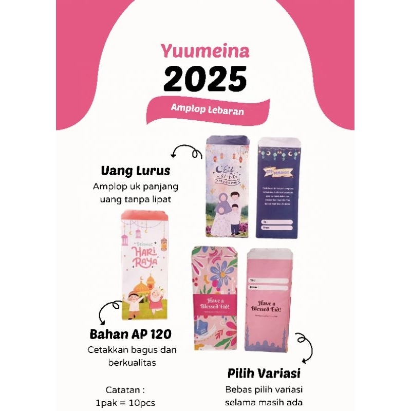

10pcs Amplop Lebaran Panjang 2025 Uang Tanpa Lipat
