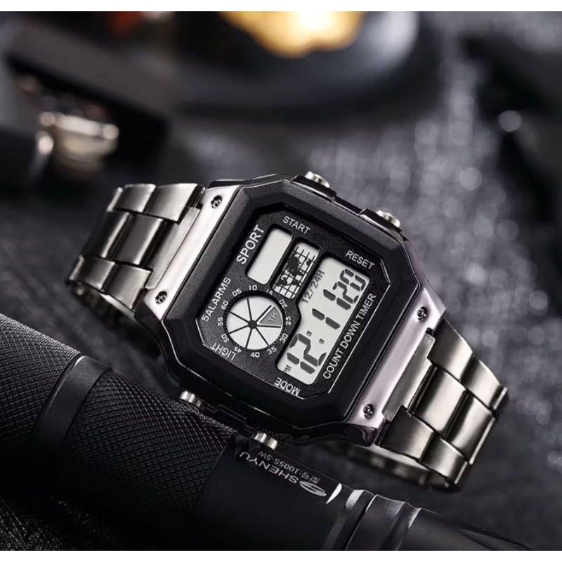 Jam Tangan Rantai Digital Pria dan Wanita keren sporty dan elegan