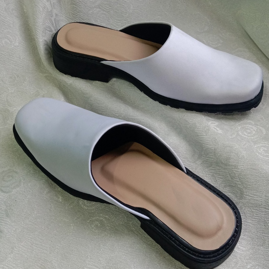 BRIDE SHOES Sandal Pengantin pria Putih Sandal Manten Putih Sandal Akad Pria Bustong Pengantinslop p