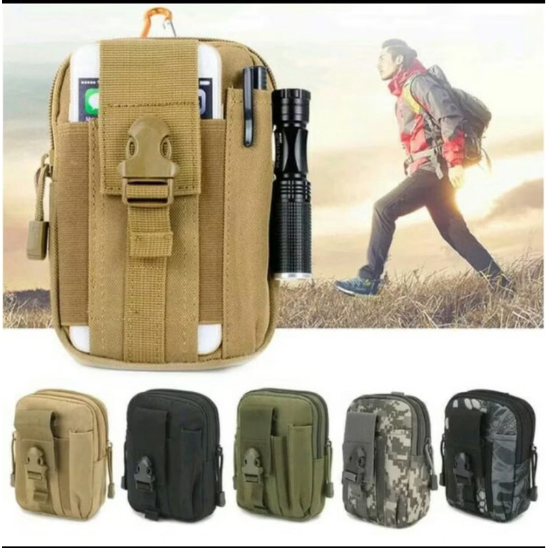 tas pinggang pria army tactical kanvas serbaguna hokistore