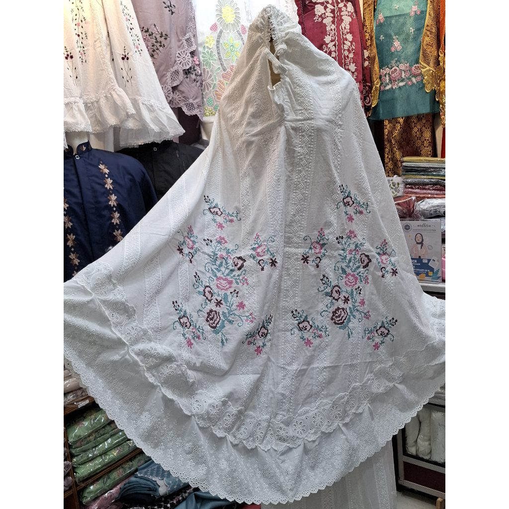 MUKENA BORDIR STRIMIN BUKITTINGGI / MUKENA KATUN PARIS SALUR / MUKENA STRIMIN / MUKENA PUTIH