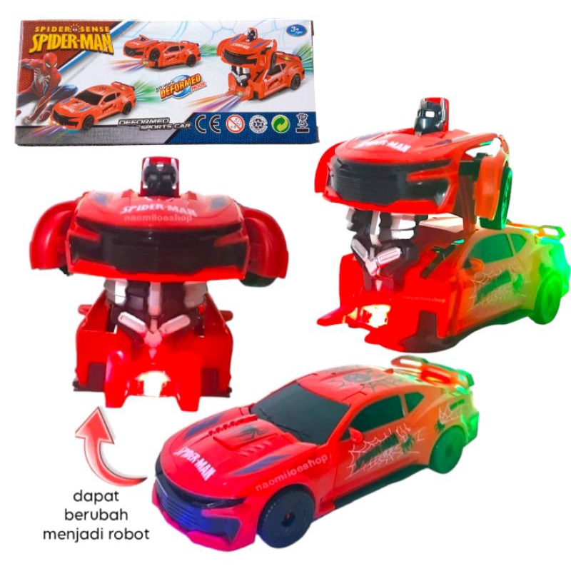 Mainan Anak Mobil Transform Robot 2IN1 Mobil Robot Captain Amerika Spiderman bisa jalan