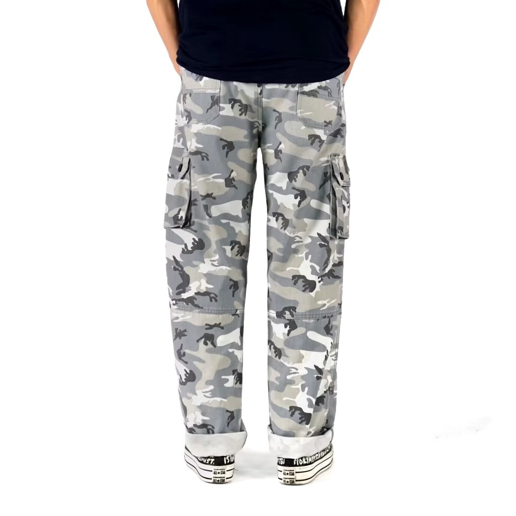 Celana Panjang Cargo Loreng Putih Panjang Gombrang Reguler Standar Pria Dewasa