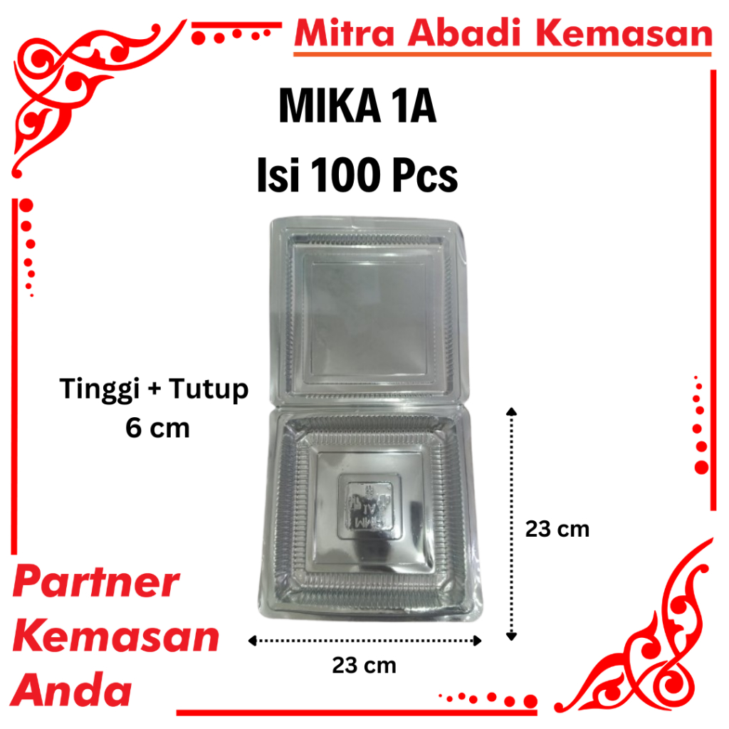 MIKA KOTAK JUMBO ISI 100 PCS | MIKA PLASTIK UKURAN 1A | MIKA MAKANAN BESAR | MIKA KUE 1A | MIKA MMP 