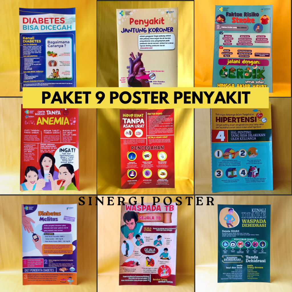 

Paket Poster | Paket 9 Poster Tema Penyakit | Poster Kesehatan | Poster Edukasi